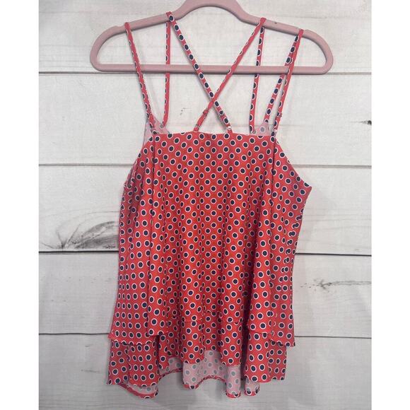 Joy Joy strappy top Red With Blue Polka Dots Est. Size LG - Picture 2 of 7